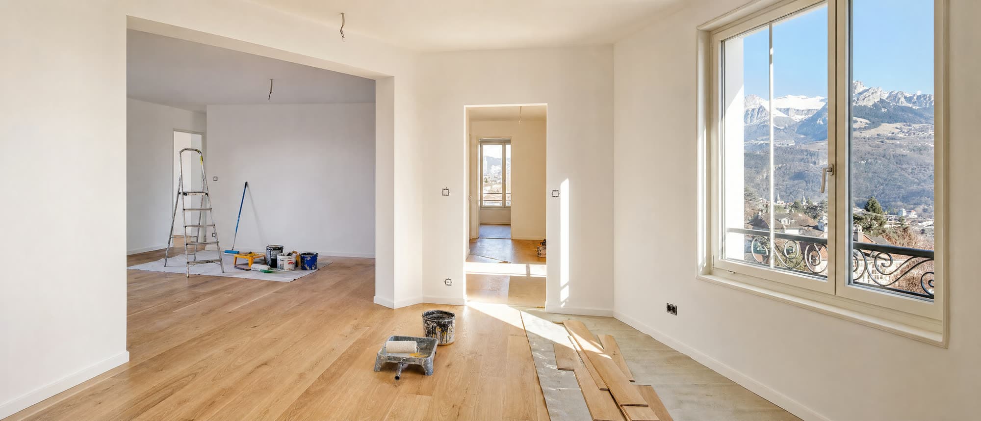 Appartement en cours de rénovation, parquet en pose